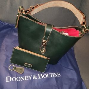 D & B Forest Green Leather Lily Bucket Bag
